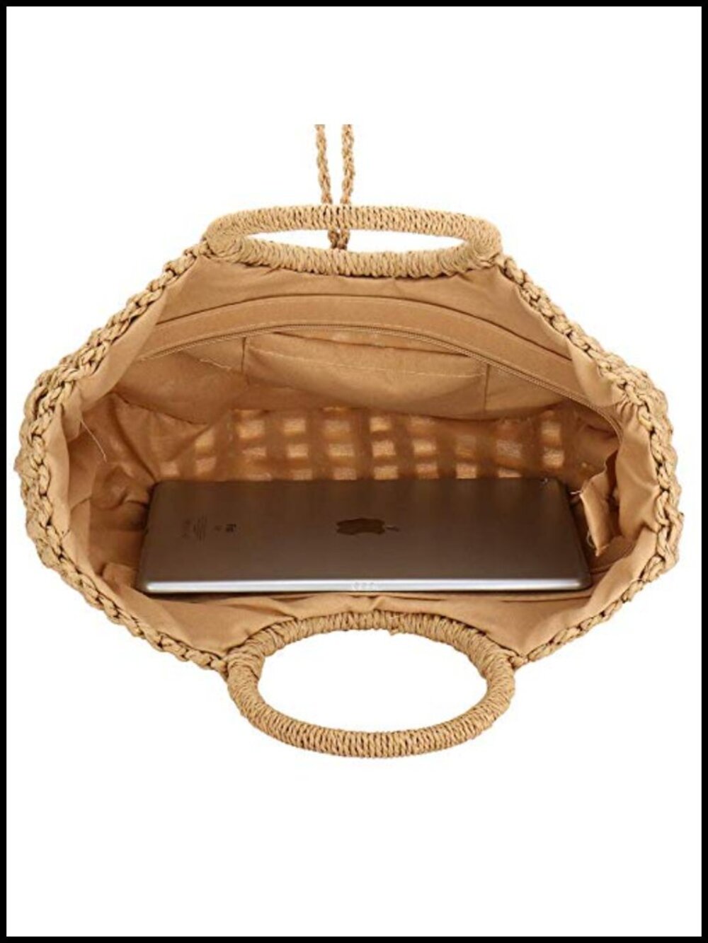 Large Straw Hand-woven Tote Summer Beach Bag Rattan Clutch Purse - Picture 3 of 6